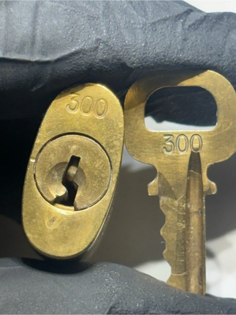 LV Louis Vuitton No.300 Gold Color Brass Lock & Key Padlock Made In France